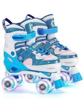 Sulifeel Snow Adjustable Light up Roller Skates for Girls size Small